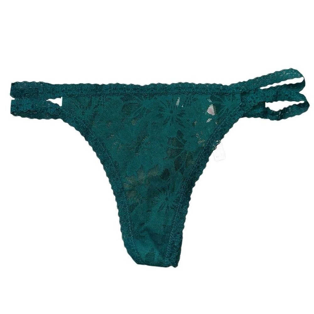 Victoria’s Secret Pink 2021 Sz M NWT dark emerald green floral lace double, two